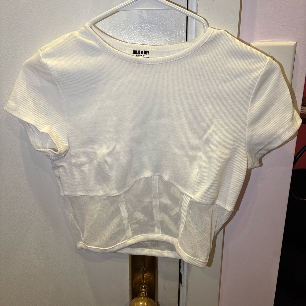 White Corset-Detail Crop Top